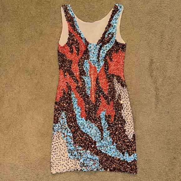 NWT Gorgeous Marciano Multicolor Sequin Dress - Picture 7 of 10
